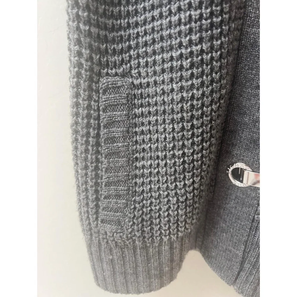 MICHAEL Michael Kors Womens Cardigan Size S Grey Waffle Knit Toggle Layering - Picture 6 of 6
